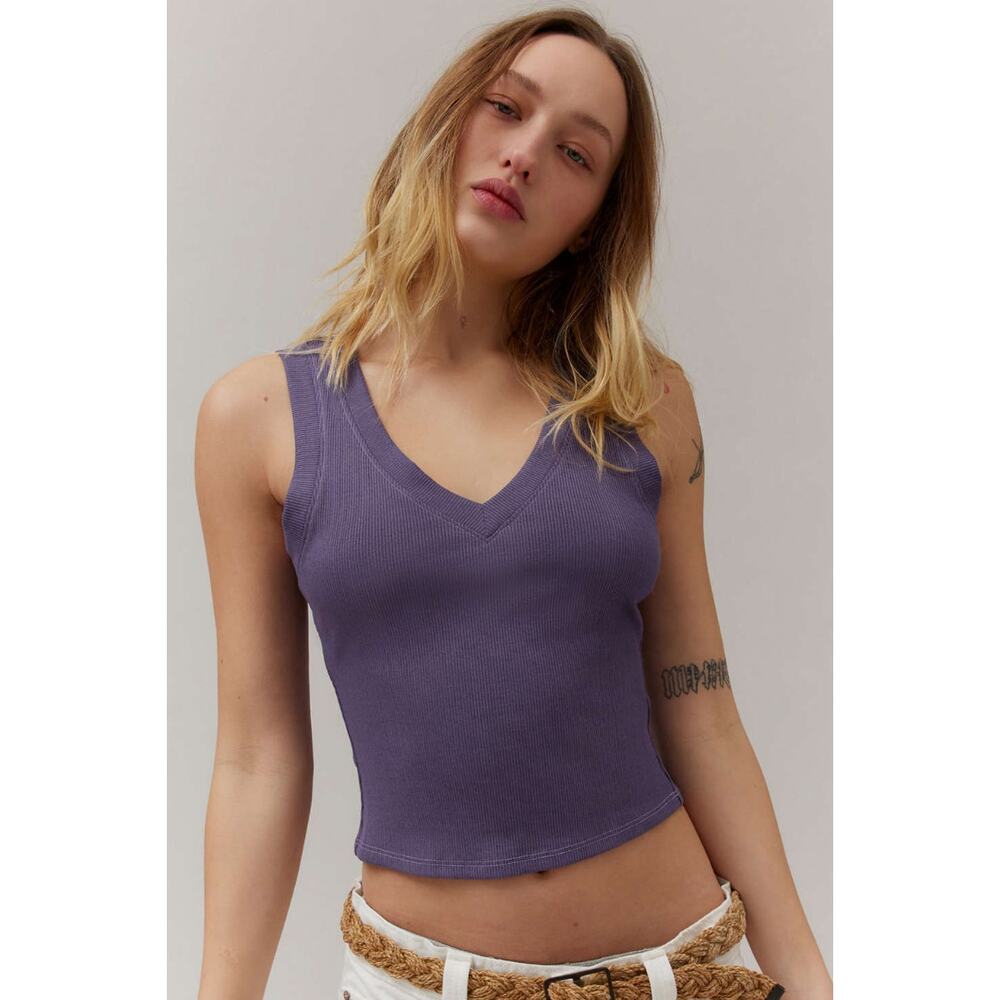 NWT Urban Outfitters BDG Purple Sleeveless V-Neck Crop Tank Top Women's Small